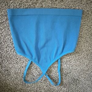 Colsie Blue Ribbed Crop Top